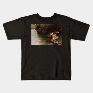 banks of the yerres - Gustave Caillebotte Kids T-Shirt